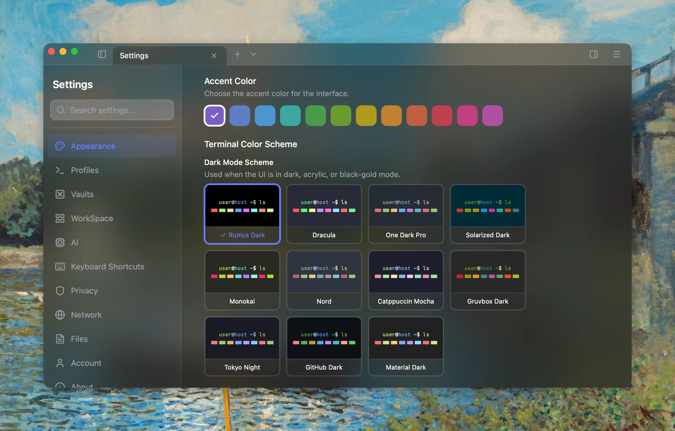Themes and appearance customization